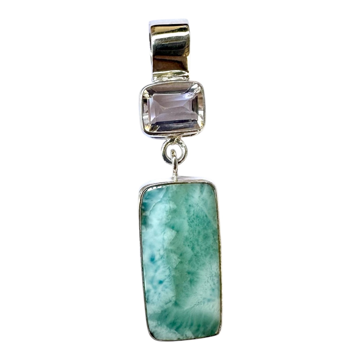 Pendant - Pink Amethyst Faceted with Larimar