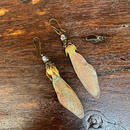 Winged Earrings with Purple Bead