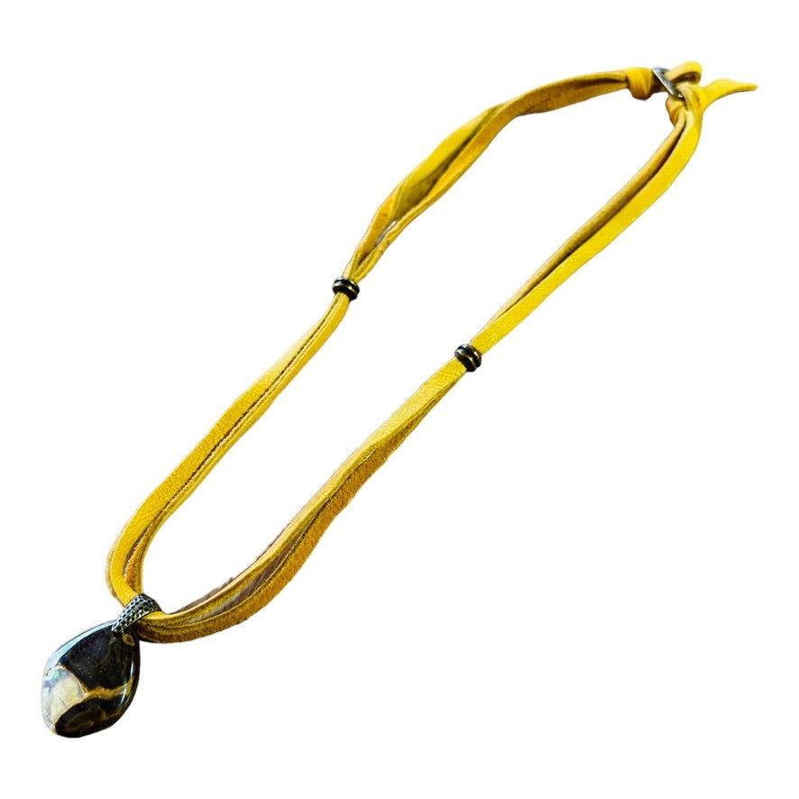 Necklace - Matrix Nut Opal from Yowah with Brass