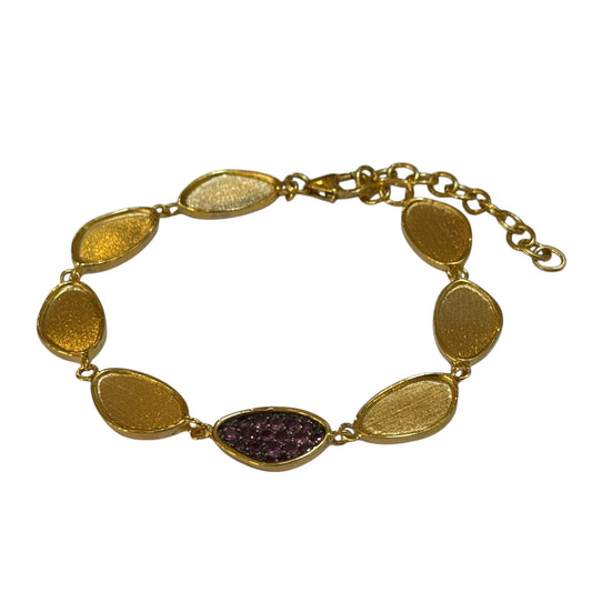 Bracelet - Echoes of the Sea 8 Link with single Rhodolite Garnet, Yellow Finish