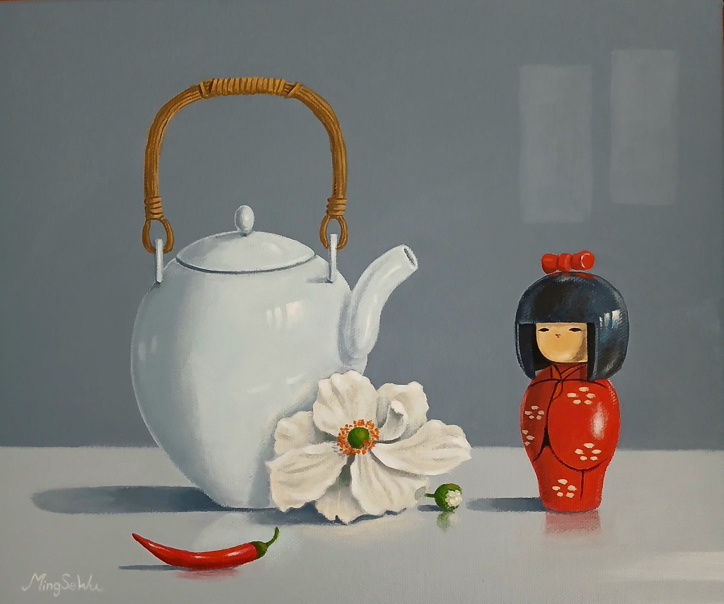 White Teapot & Doll