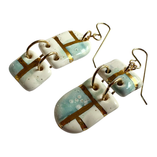 Earrings - Handmade Porcelain Asymmetric Rectangles
