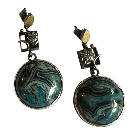Earrings - 'Fish' Blue Jasper