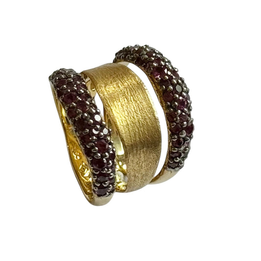 Ring - Echoes of the Sea 3 Band, Rhodolite Garnet, Yellow Finish
