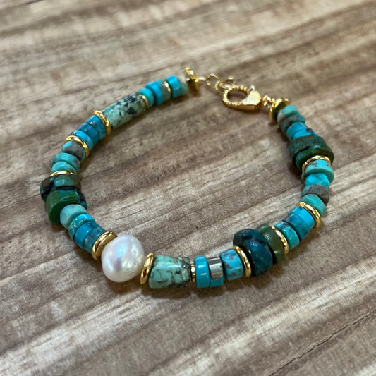 Bracelet - South Sea Broome Pearls and Natural Turquoise