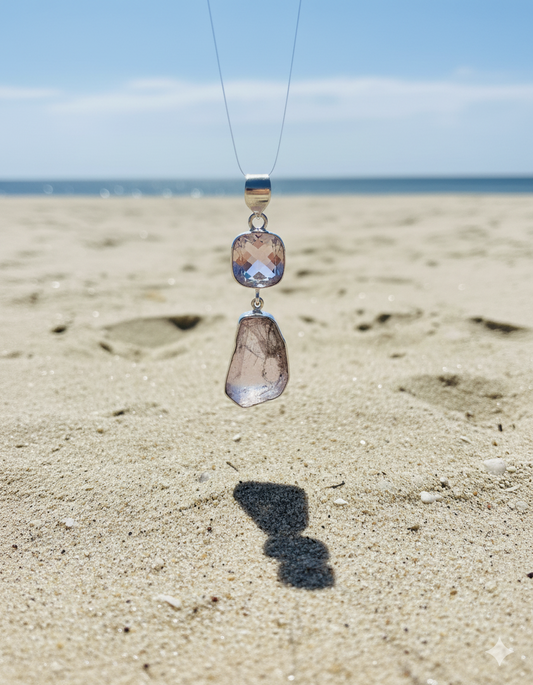 Pendant - Rose Quartz and Very Rare Pink Fluorite