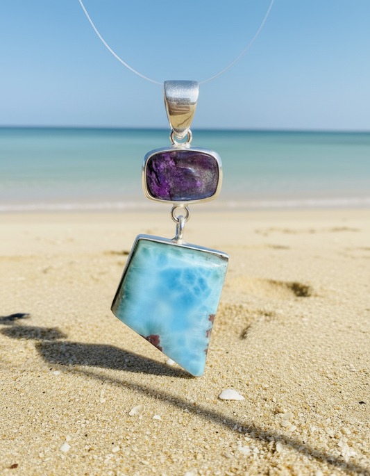 Pendant - Larimar and Suglite (rare)