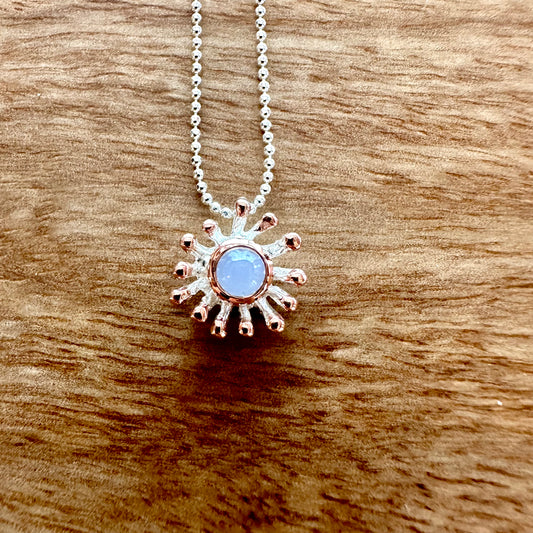 Pendant - Anemone, Blue Chalcedony