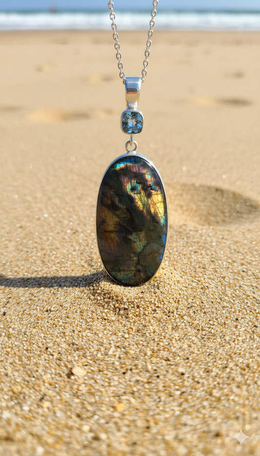 Pendant - Blue Topaz and Labradorite