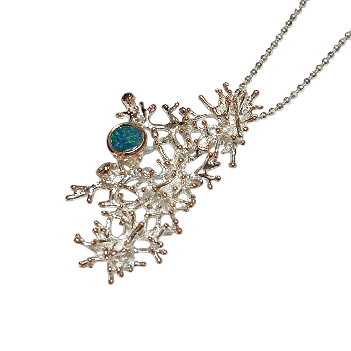Pendant - Anemone Statement Pendant with Australian Doublet Opal