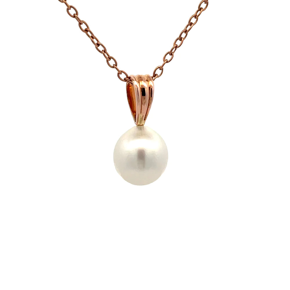 Pendant - 9kt Rose Gold, Australian South Sea cultured, 9-10mm