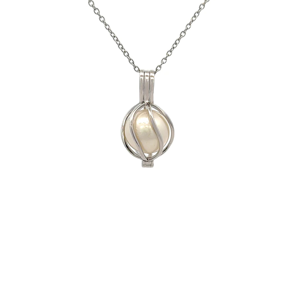 Pendant - Australian South Sea Pearls 12-13mm, Sterling Silver Cage