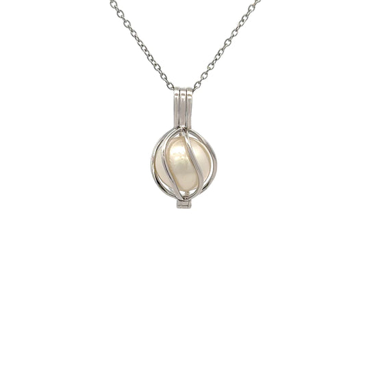 Pendant - Australian South Sea Pearls 12-13mm, Sterling Silver Cage