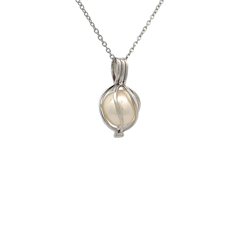 Pendant - Australian South Sea Pearls 12-13mm, Sterling Silver Cage