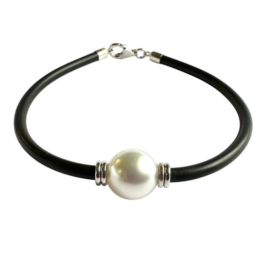 Bracelet - Australian South Sea Pearl 10-11 mm Sterling Silver 19 cm Neoprene 3mm