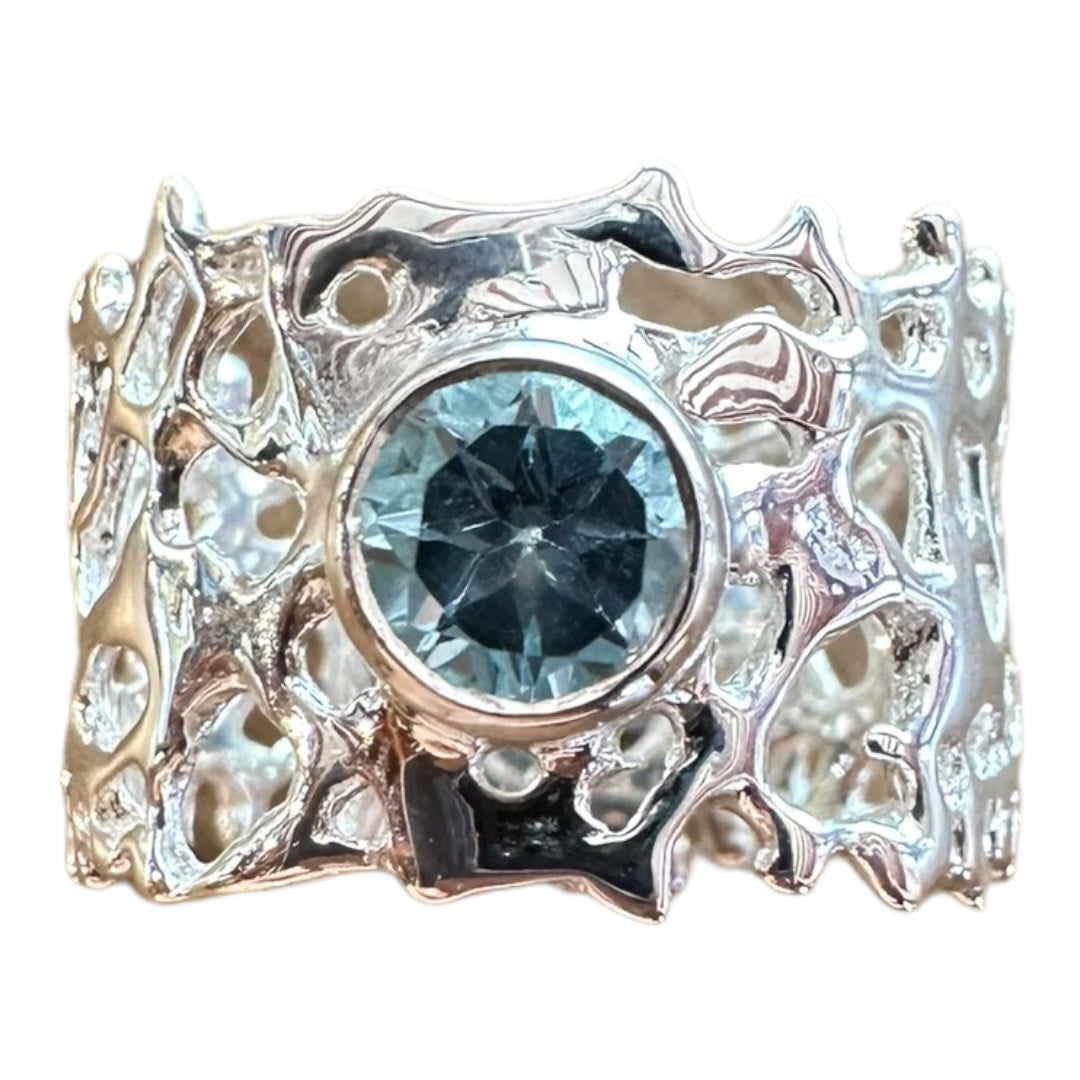 Ring - Fan of the Sea, Sterling Silver with Topaz
