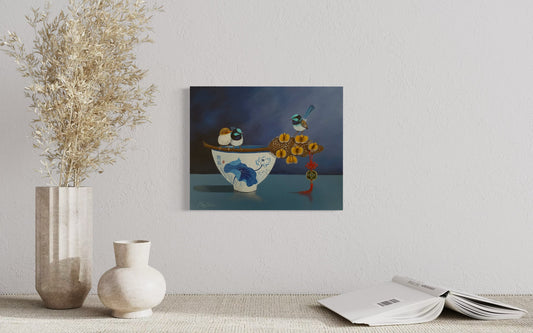 Three Wrens and a Banksia Seed Pod