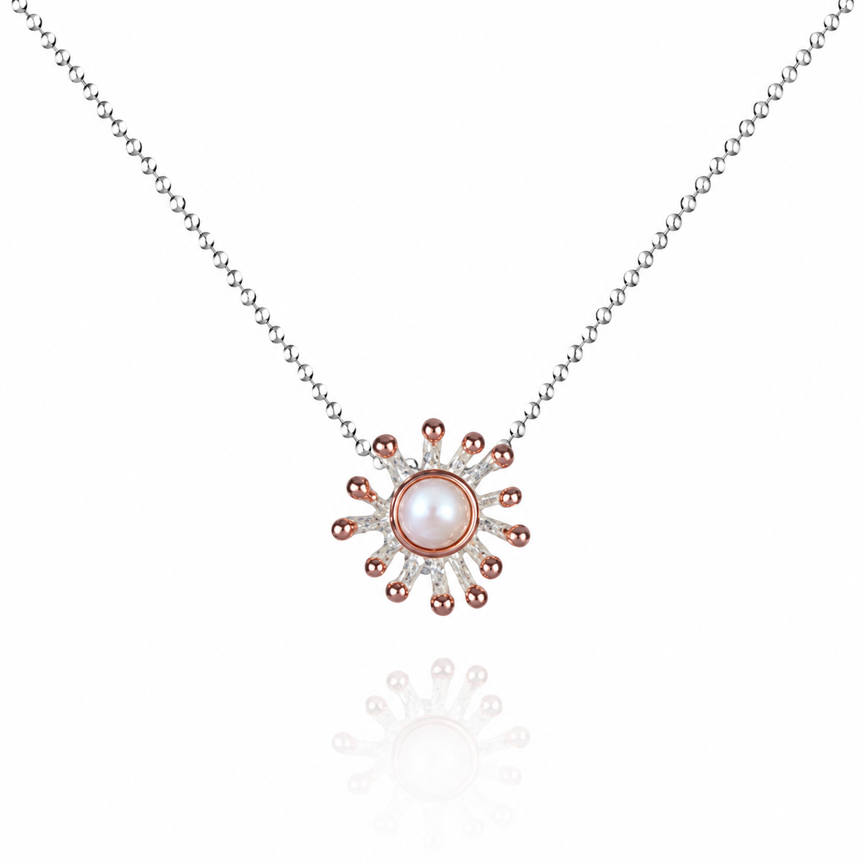 Pendant - Anemone, Freshwater Pearl with Rose Gold Accents