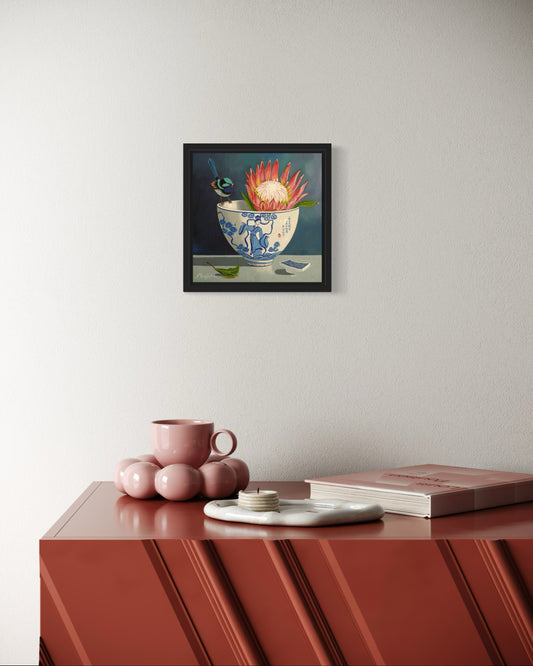 Protea and Wren (framed)