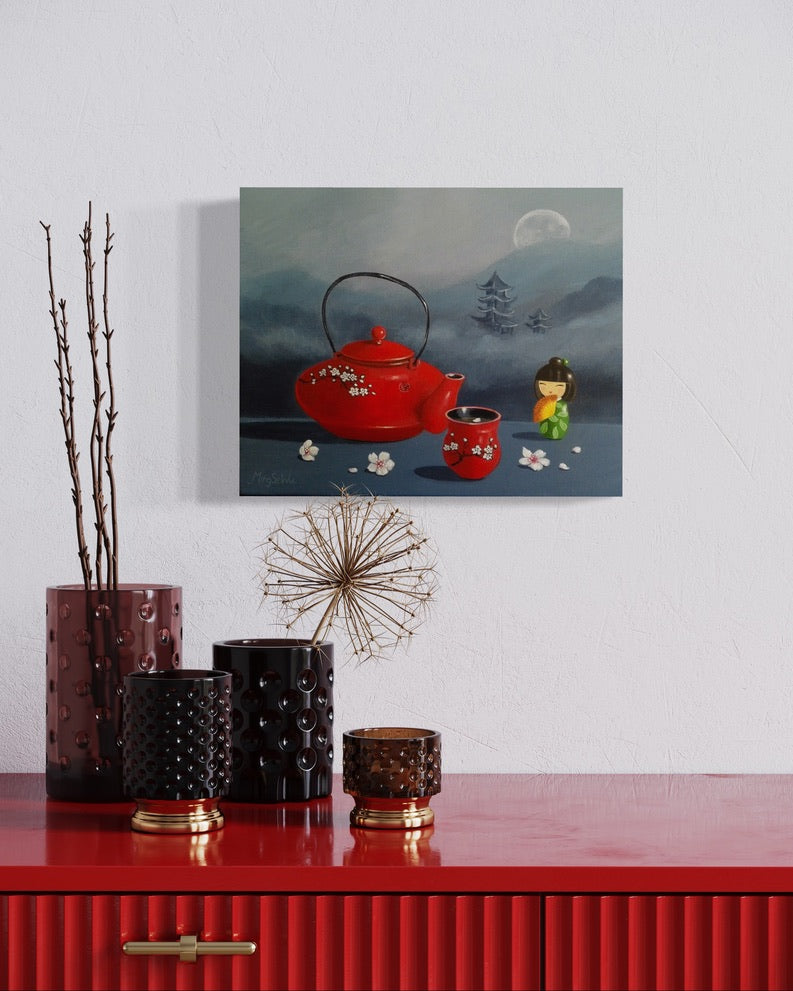 Red Tea Pot and Doll