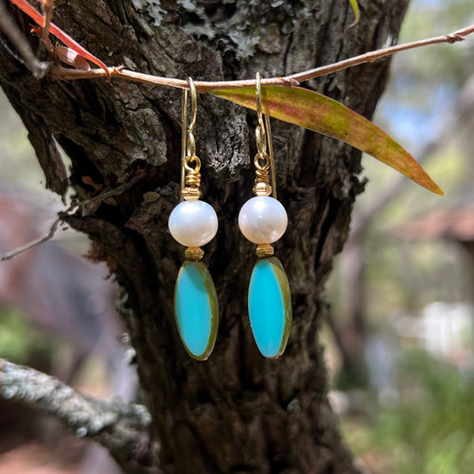 Earrings - Blue Chez Glass