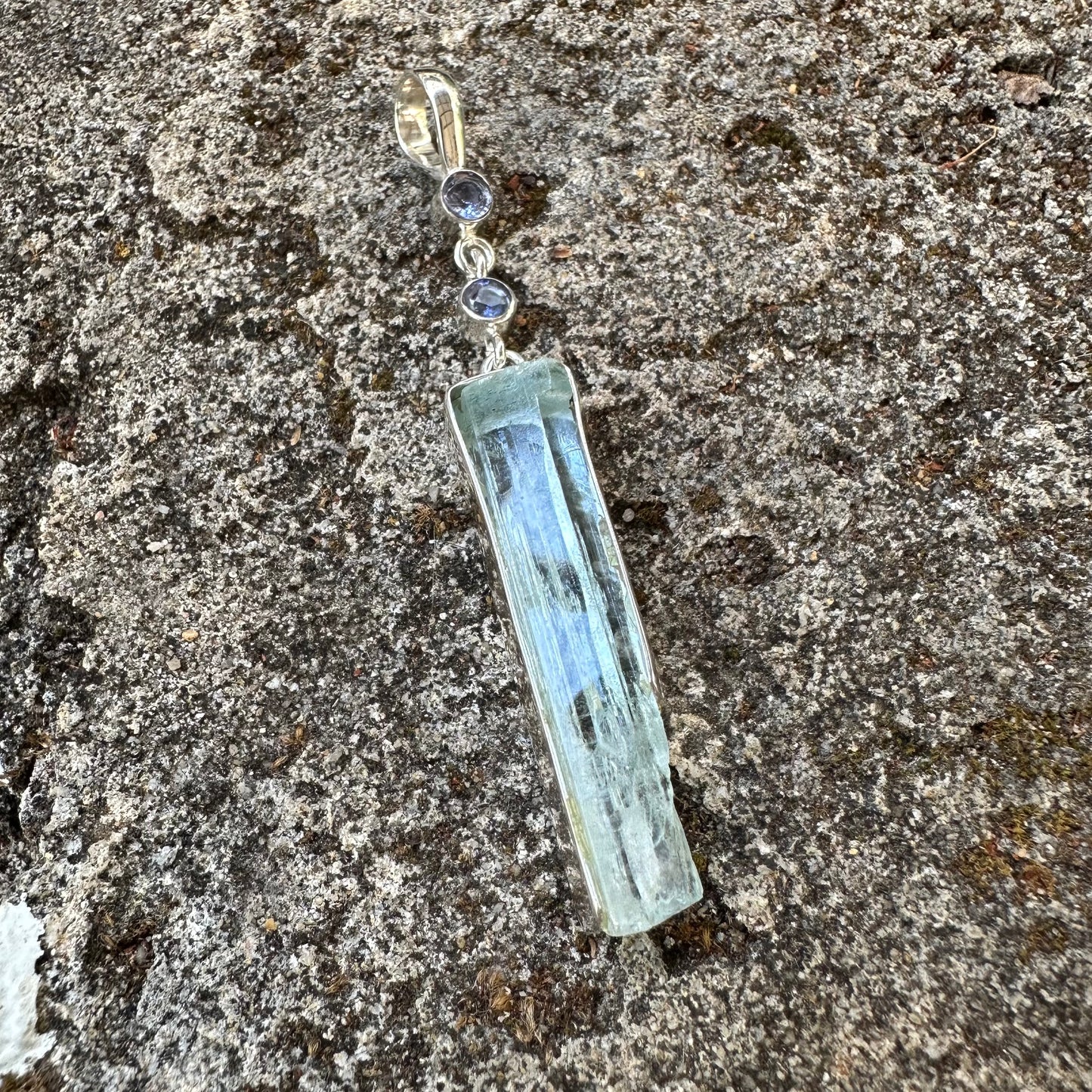 Pendant - Two Faceted Tanzanite with Aquamarine