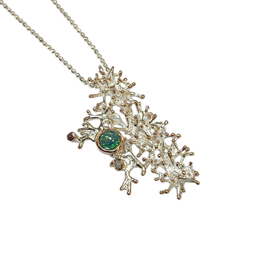 Pendant - Anemone Statement Pendant with Australian Doublet Opal