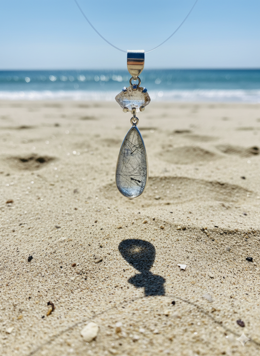 Pendant - Herkimer Diamond and Black Tourmaline in Quartz