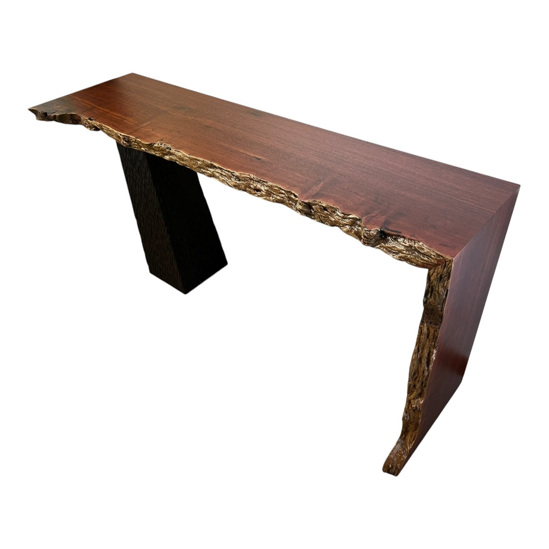 Sculptural Hall Table - Jarrah with Ebonised Feature Leg