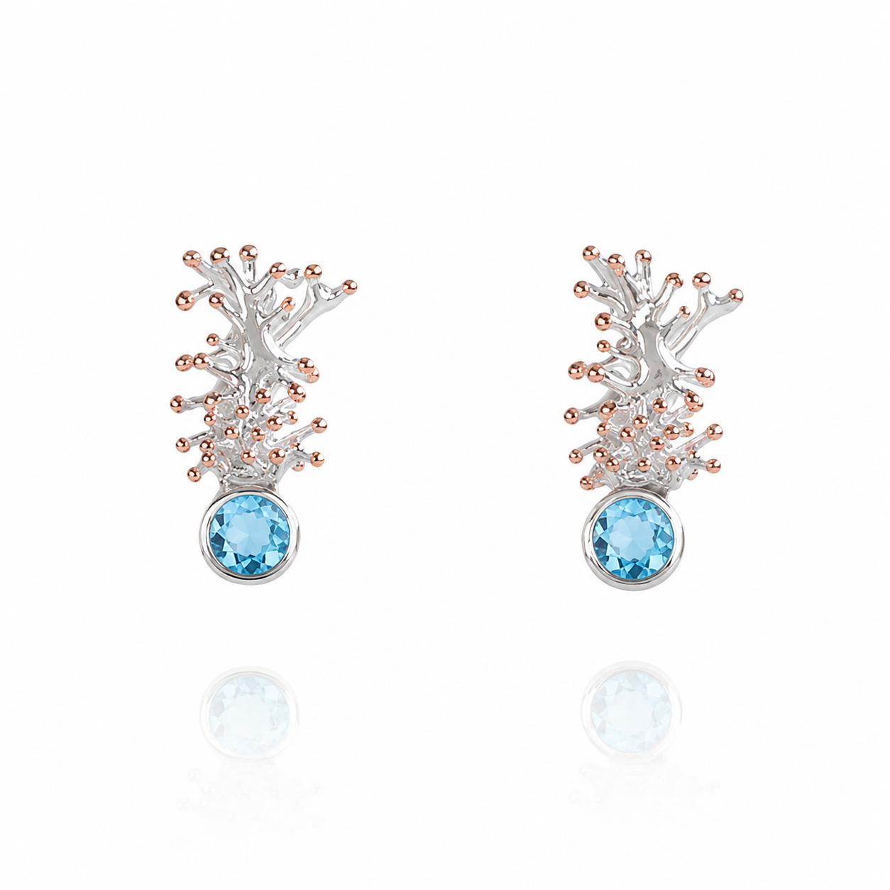 Earrings - Anemone Short Drop, Blue Topaz with Rose Gold Accents