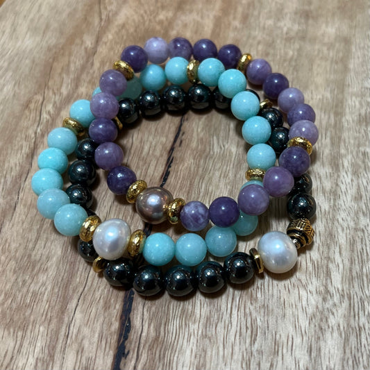 Bracelet - Beaded Lepidolite 2