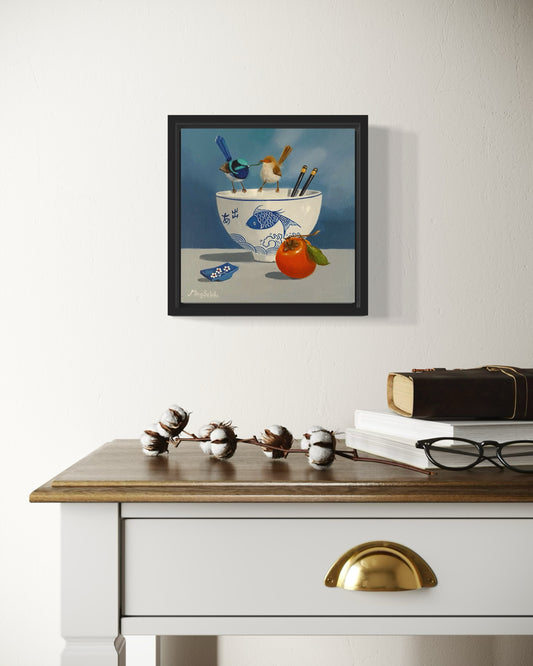 Two Wrens and Persimmon