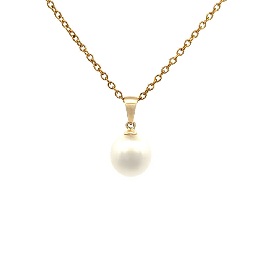 Pendant - Australian South Sea Pearl 9-10 mm 1 Diamond 0.005 ct 9Kt Yellow Go
