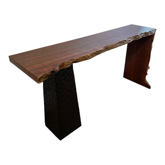 Sculptural Hall Table - Jarrah with Ebonised Feature Leg