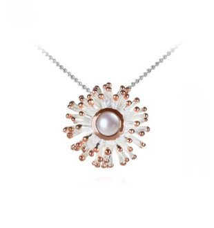 Pendant - Anemone, Freshwater Pearl with Rose Gold Accents