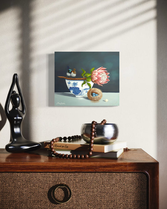 Protea, Wrens and Nest