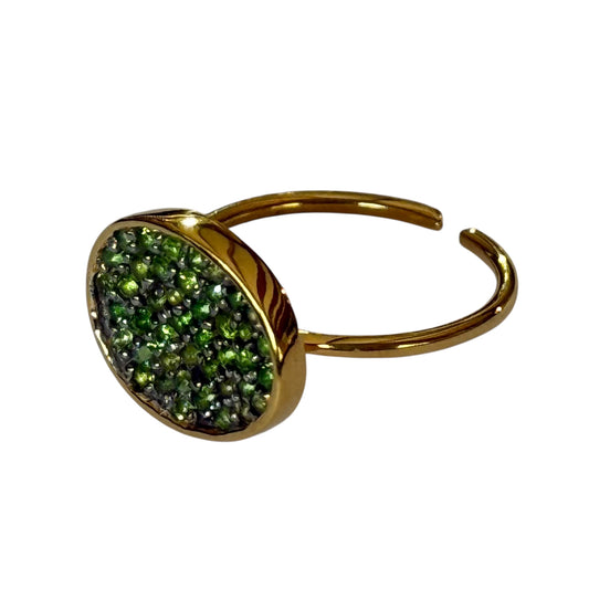 Ring - Echoes of the Sea Chrome Diopside, Yellow Finish