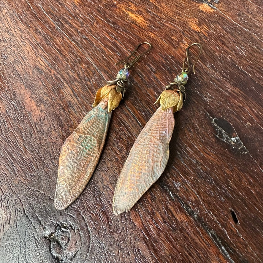 Winged Earrings with Purple Bead