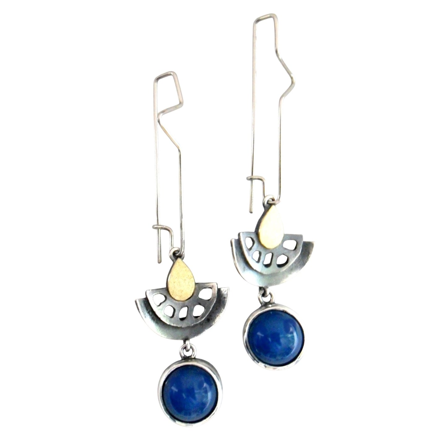 Earrings - Crescent Blue Agate