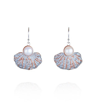 Earrings - Coral Garden, Rose Gold Accents & Fresh Water Pearls