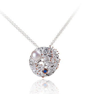 Pendant - Coral Garden with Australian Doublet Opal and Freshwater Pearl