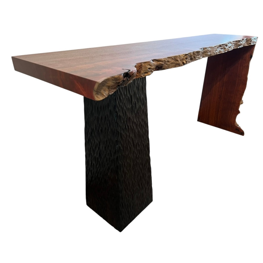 Sculptural Hall Table - Jarrah with Ebonised Feature Leg