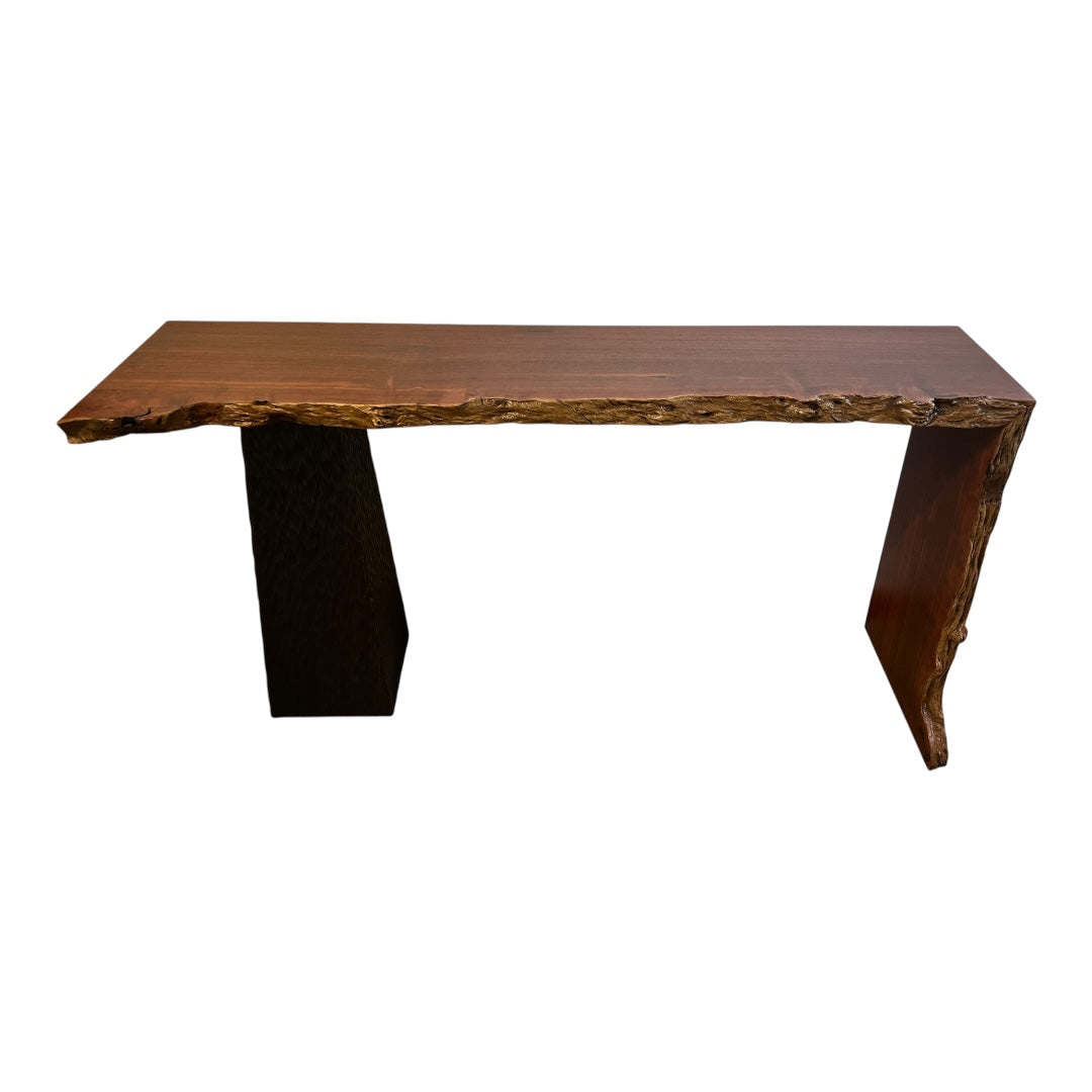 Sculptural Hall Table - Jarrah with Ebonised Feature Leg