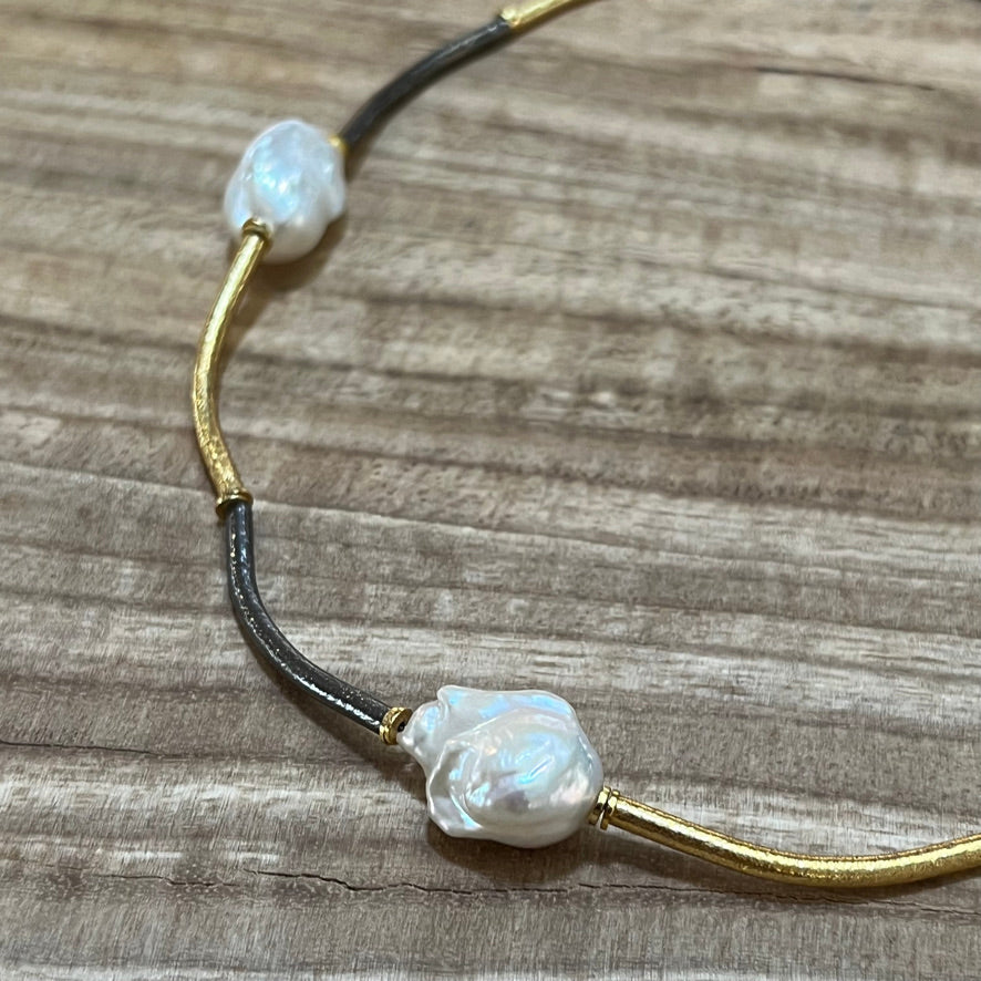 Necklace - 3 Freshwater Baroque Pearls