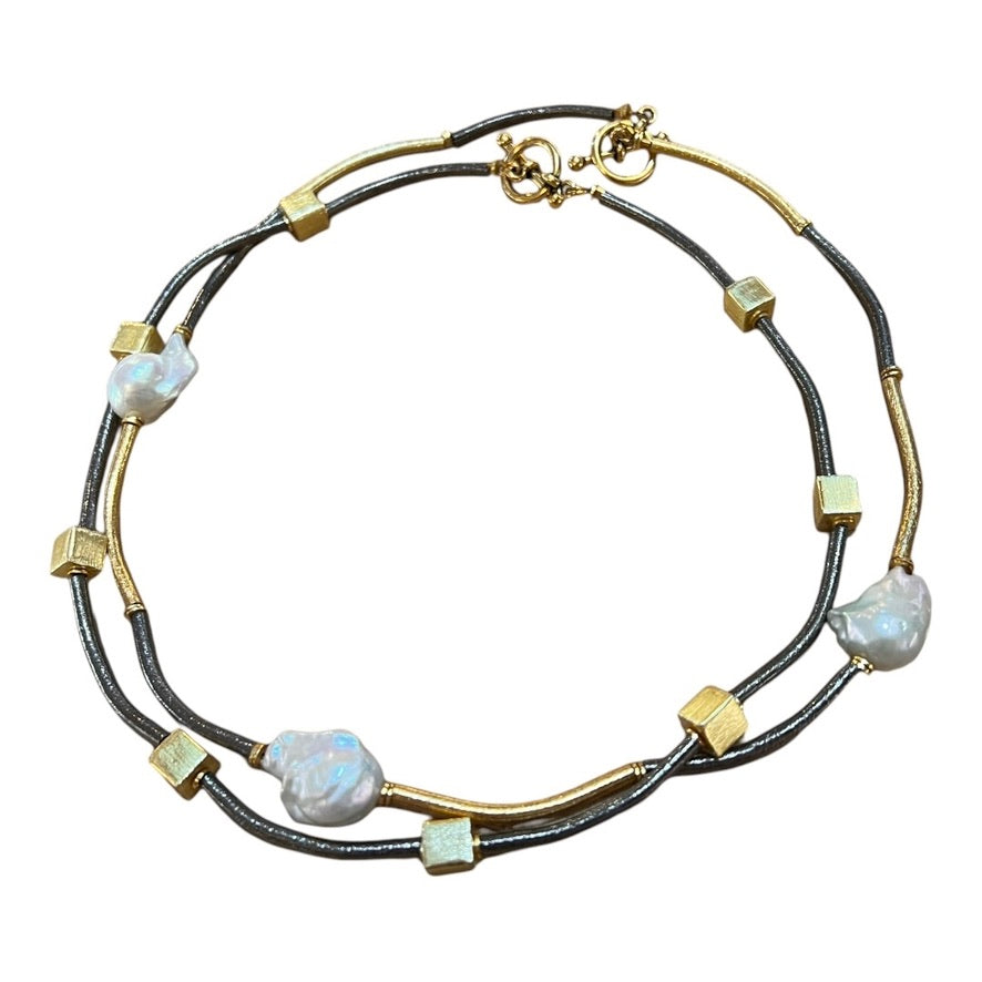 Necklace - 3 Freshwater Baroque Pearls