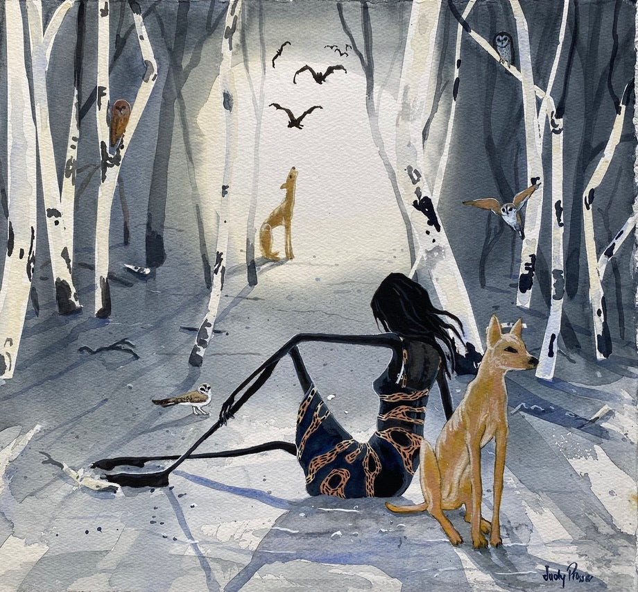 Girl in the Night Forest
