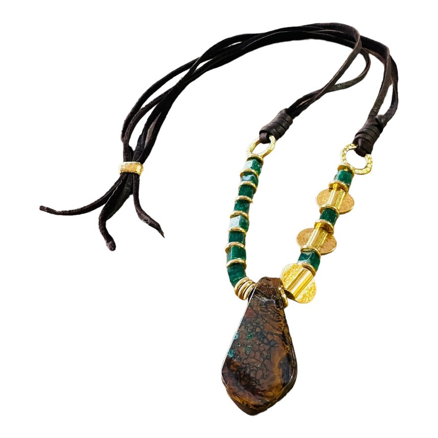 Necklace - Matrix Nut Opal from Yowah with Mica Gem