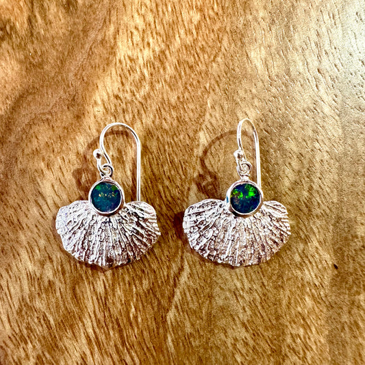 Earrings - Coral Garden, Australian Doublet Opal