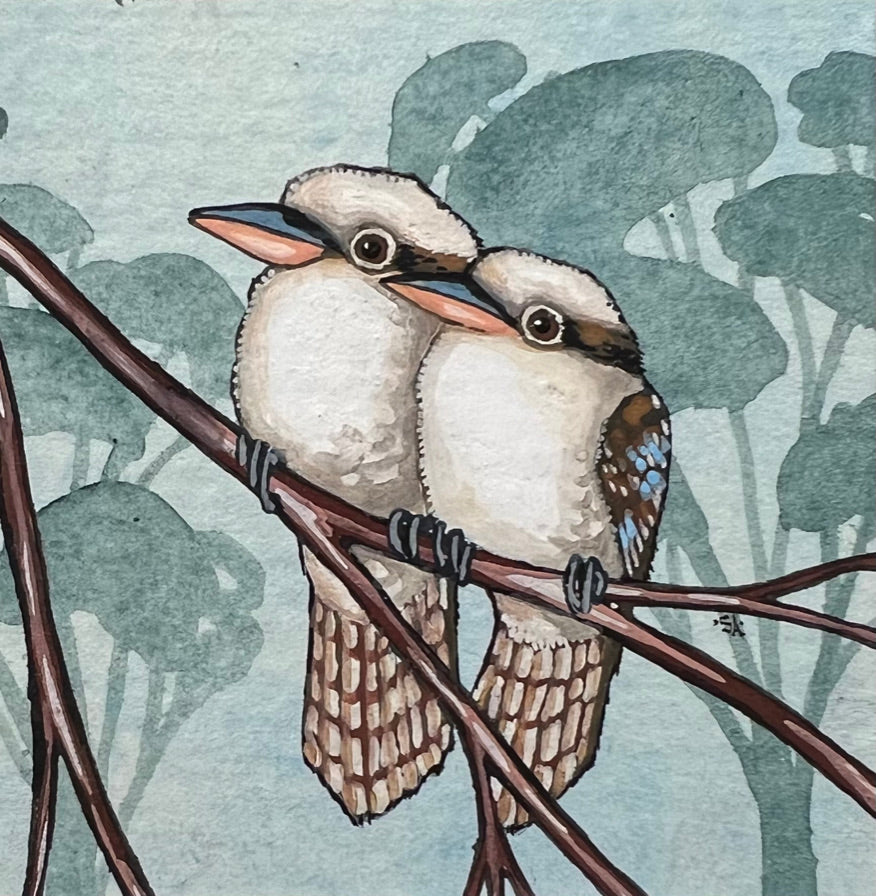 Two Kookaburras, Deep Green