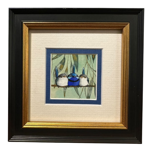 Splendid Fairy Wren Trio Green Background - Spring 2025